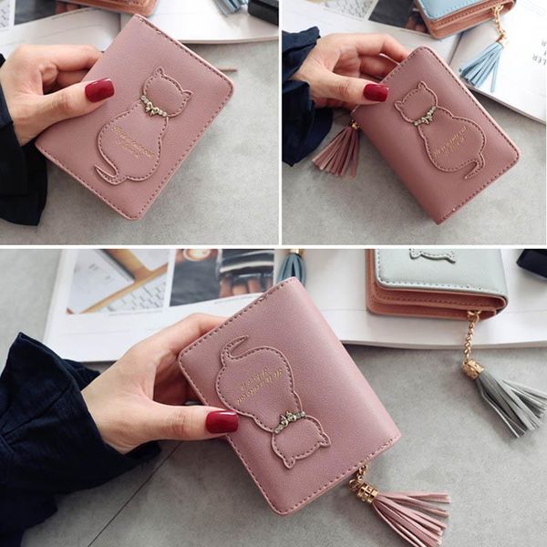 wallets women tassel short cat wallet zipper coin purse small change card holder js26, Red;black
wallets women tassel short cat wallet zipper coin purse small change card holder js26, Red;black