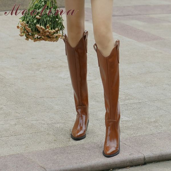 meotina real leather high heel western boots women knee high boots shoes pointed toe chunky heels slip on long boots lady black 210520
meotina real leather high heel western boots women knee high boots shoes pointed toe chunky heels slip on long boots lady black 210520