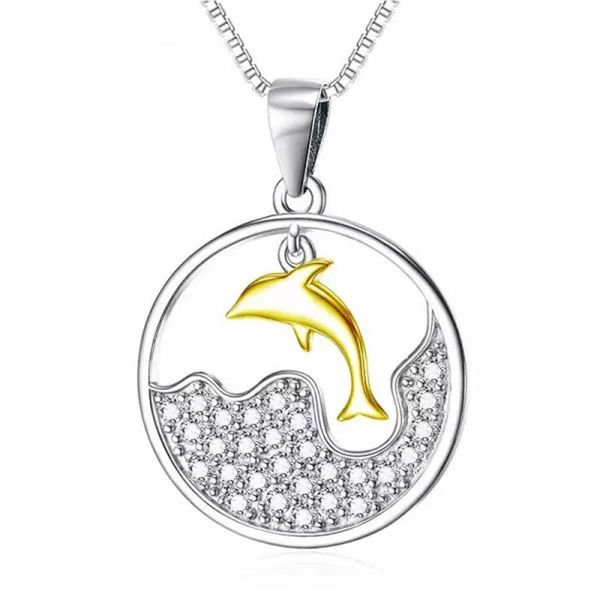 pendant necklaces gu li fashion cute dolphin two-color ladies necklace round sea diamonds zircon clavicle chain factory direct sales, Silver
pendant necklaces gu li fashion cute dolphin two-color ladies necklace round sea diamonds zircon clavicle chain factory direct sales, Silver