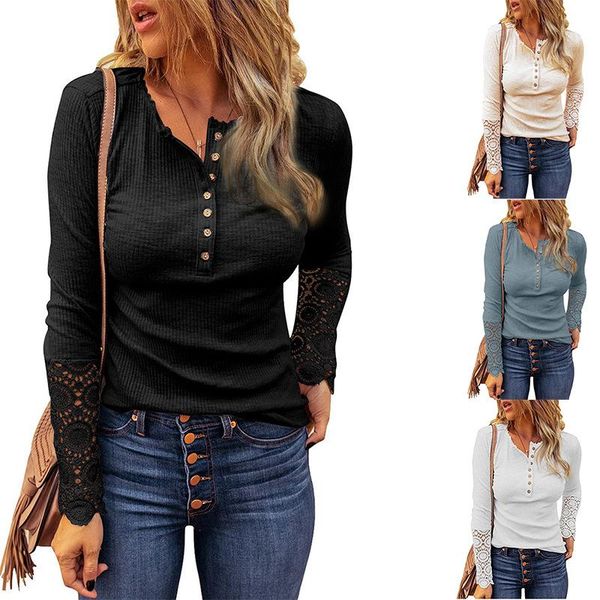 women's t-shirt round neck patchwork lace sleeve loose solid color long tee, White
women's t-shirt round neck patchwork lace sleeve loose solid color long tee, White