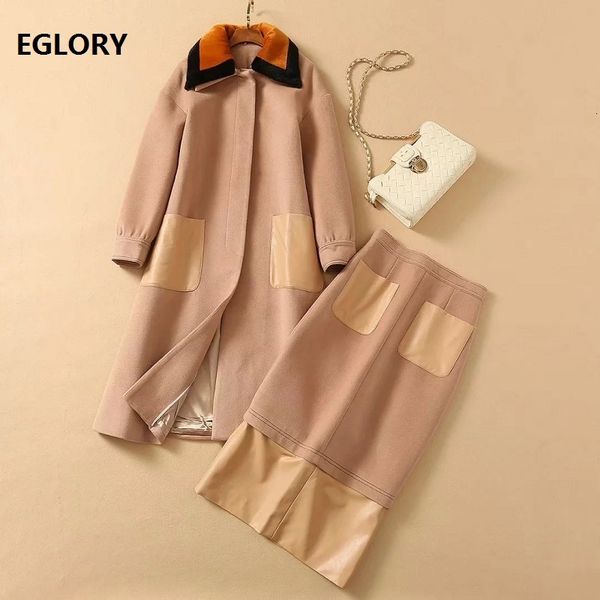 skirts new winter clothing sets women turn-down collar pu leather pocket patchwork long wool coats+mid-calf wool skirt, Black
skirts new winter clothing sets women turn-down collar pu leather pocket patchwork long wool coats+mid-calf wool skirt, Black