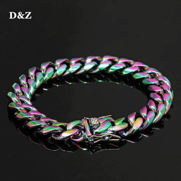 d&z 12mm stainless steel cuban link bracelet rainbow color miami 8inch for men women gift hip hop jewelry link, chain, Black
d&z 12mm stainless steel cuban link bracelet rainbow color miami 8inch for men women gift hip hop jewelry link, chain, Black