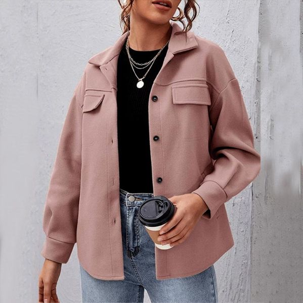 women's wool & blends casual long sleeve jacket coat women autumn fashion button irregular jackets 2021 solid shirt pocket outwear, Black
women's wool & blends casual long sleeve jacket coat women autumn fashion button irregular jackets 2021 solid shirt pocket outwear, Black