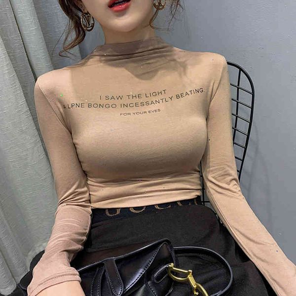 women's t-shirt shintimes new half turtleneck t women vogue letter cotton autumn elasticity slim tshirt tee femme c6df, White
women's t-shirt shintimes new half turtleneck t women vogue letter cotton autumn elasticity slim tshirt tee femme c6df, White