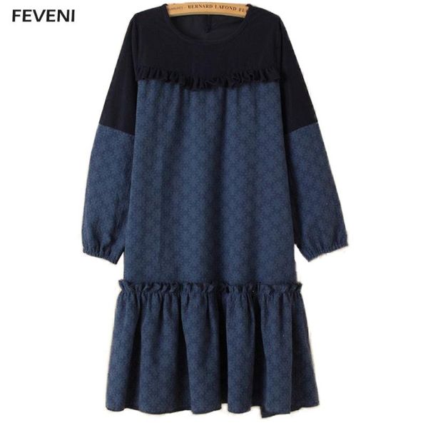 casual dresses women long sleeve elagant ruffles autmn dress original winter retro jacquard stitching mori loose vestidos y03379, Black;gray
casual dresses women long sleeve elagant ruffles autmn dress original winter retro jacquard stitching mori loose vestidos y03379, Black;gray