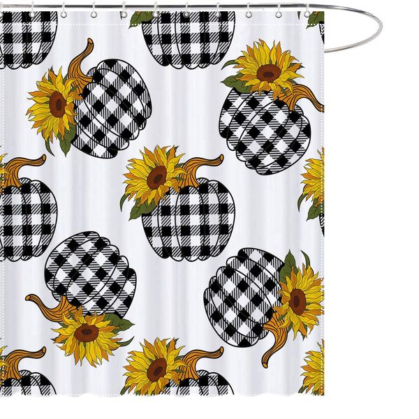 fall black white buffalo check pumpkin shower curtain orange sunflower bathroom decor waterproof polyester with hooks 69x70
fall black white buffalo check pumpkin shower curtain orange sunflower bathroom decor waterproof polyester with hooks 69x70