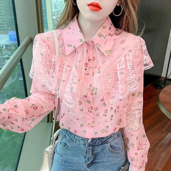 women's blouses & shirts women blouse super chiffon shirt autumn 2021 style western lace stitching long-sleeved chic floral, White
women's blouses & shirts women blouse super chiffon shirt autumn 2021 style western lace stitching long-sleeved chic floral, White