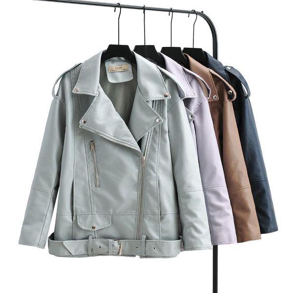 women's leather & faux brand autumn women jacket casual loose soft pu motorcycle punk coat female zipper rivet outerwear, Black
women's leather & faux brand autumn women jacket casual loose soft pu motorcycle punk coat female zipper rivet outerwear, Black