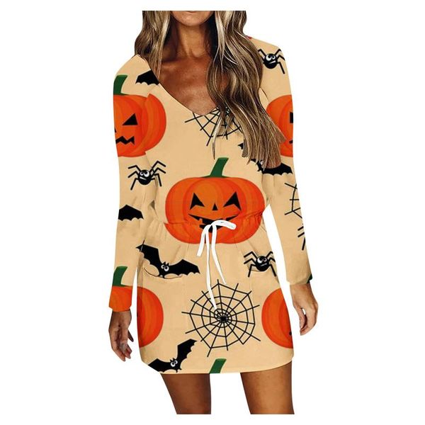 casual dresses women's halloween party hoodies dress autumn long sleeves v-neck pumpkin lantern prints waist drawstring mini, Black;gray
casual dresses women's halloween party hoodies dress autumn long sleeves v-neck pumpkin lantern prints waist drawstring mini, Black;gray