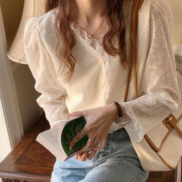 women's blouses & shirts lace shirt summer thin loose v-neck outer wear super fairy and western style chic long-sleeved, White
women's blouses & shirts lace shirt summer thin loose v-neck outer wear super fairy and western style chic long-sleeved, White