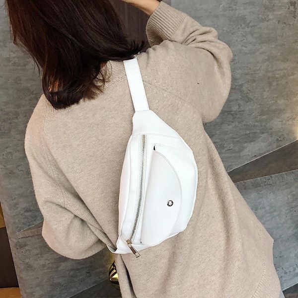 simple fanny pack women small waist bag pu leather black white zipper versatile belt female chest k20
simple fanny pack women small waist bag pu leather black white zipper versatile belt female chest k20
