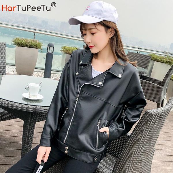 women's leather & faux fall women pu motorcycle jacket loose fit bf short style black coat korean button zipper pockets spring outwear
women's leather & faux fall women pu motorcycle jacket loose fit bf short style black coat korean button zipper pockets spring outwear