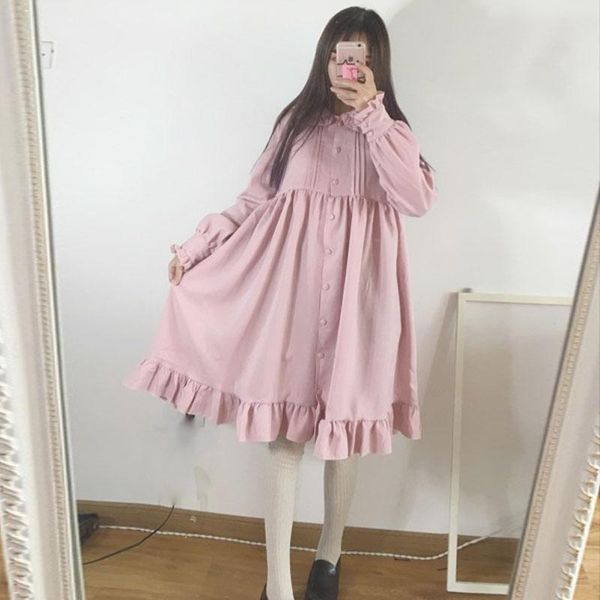 casual dresses japanese women's spring fashion long-sleeved dress large size loose women elegant sweet ruffled, Black;gray
casual dresses japanese women's spring fashion long-sleeved dress large size loose women elegant sweet ruffled, Black;gray
