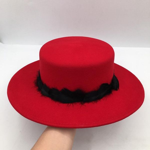 stingy brim hats about winter red wool hat for women ceiling large eaves feather elegant fashion french style, Blue;gray
stingy brim hats about winter red wool hat for women ceiling large eaves feather elegant fashion french style, Blue;gray