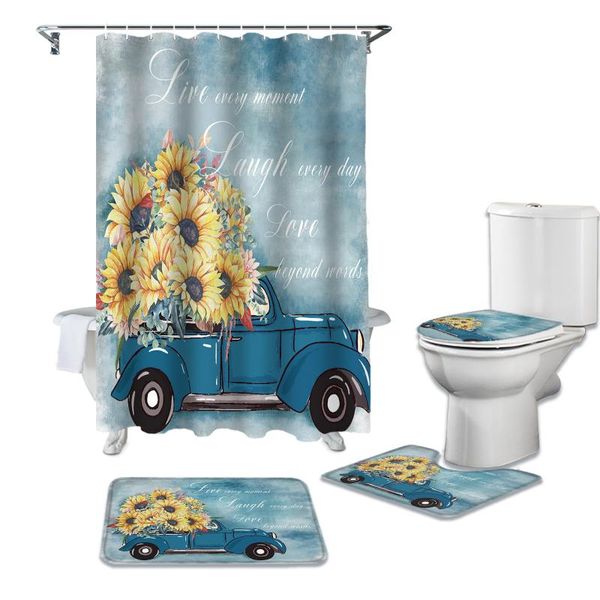 bath accessory set sunflower vase truck shower curtains mat toilet cover bathroom accessories rug 
bath accessory set sunflower vase truck shower curtains mat toilet cover bathroom accessories rug