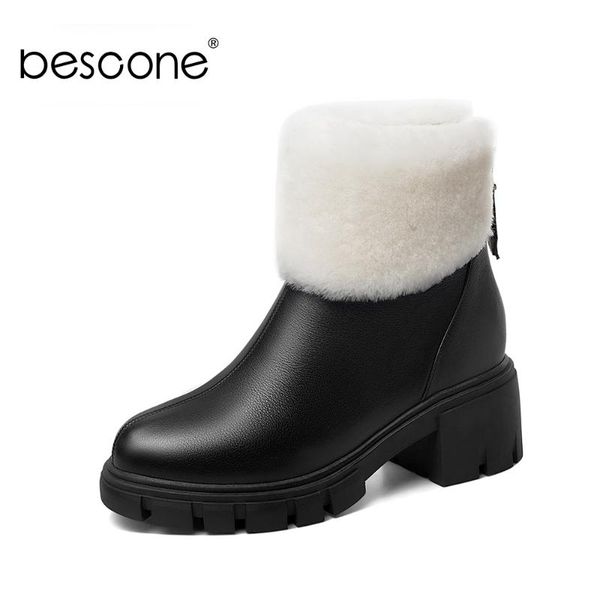boots bescone fur wool winter warm ankle woman genuine leather round toe high sqaure heel zipper short bm658, Black
boots bescone fur wool winter warm ankle woman genuine leather round toe high sqaure heel zipper short bm658, Black