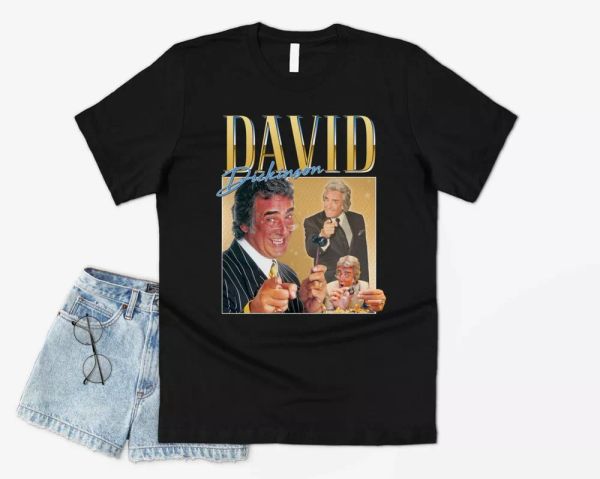 david dickinson homage t-shirt tee funny uk tv real deal icon legend 90's retro, White;black
david dickinson homage t-shirt tee funny uk tv real deal icon legend 90's retro, White;black