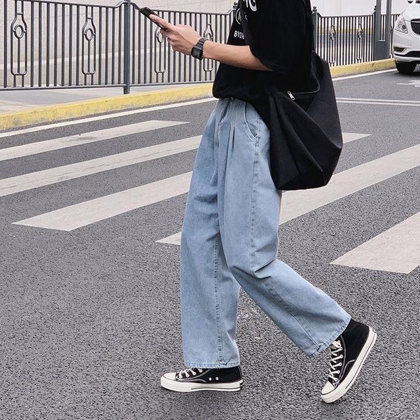 spring summer solid color jeans men korean fashion loose casual streetwear retro wide-leg straight-leg men's, Blue
spring summer solid color jeans men korean fashion loose casual streetwear retro wide-leg straight-leg men's, Blue
