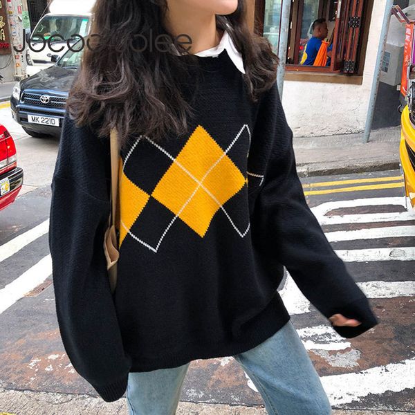 geometric pattern hit color knitted sweater casual long sleeve o neck loose pullover korean vintage jumpers women winter 210428, White;black
geometric pattern hit color knitted sweater casual long sleeve o neck loose pullover korean vintage jumpers women winter 210428, White;black