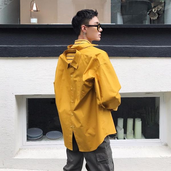men's and women's fashion products front back of the opening chest unconventional design cheese yellow shirt. casual shirts, White;black
men's and women's fashion products front back of the opening chest unconventional design cheese yellow shirt. casual shirts, White;black