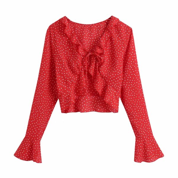 spring women dot printing v neck ruffle red short shirt female long sleeve blouse casual lady crop blusas s8671 210430, White
spring women dot printing v neck ruffle red short shirt female long sleeve blouse casual lady crop blusas s8671 210430, White