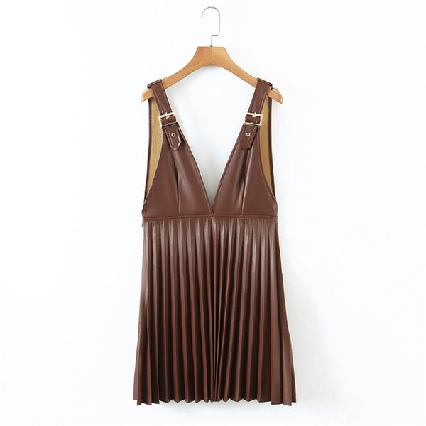 fashion women pu leather strap dress v-neck sleeveless a-line pleated holiday casual slim vestidos 210524, Black;gray
fashion women pu leather strap dress v-neck sleeveless a-line pleated holiday casual slim vestidos 210524, Black;gray