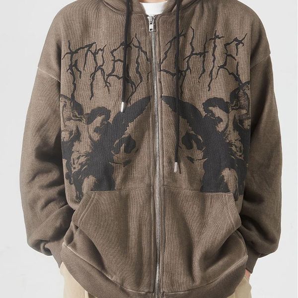 men's hoodies & sweatshirts harajuku men hip hop streetwear hooded jacket punk angel dark print coat y2k autumn oversized outwear, Black
men's hoodies & sweatshirts harajuku men hip hop streetwear hooded jacket punk angel dark print coat y2k autumn oversized outwear, Black