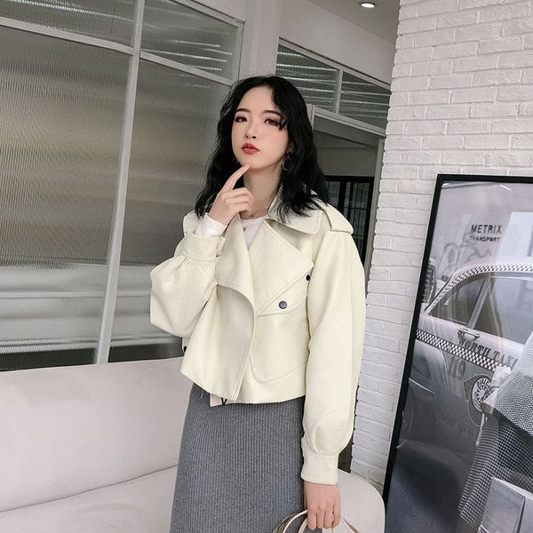autumn women faux leather jacket motorcycle biker punk loose turndown collar soft outwear 210423, Black
autumn women faux leather jacket motorcycle biker punk loose turndown collar soft outwear 210423, Black