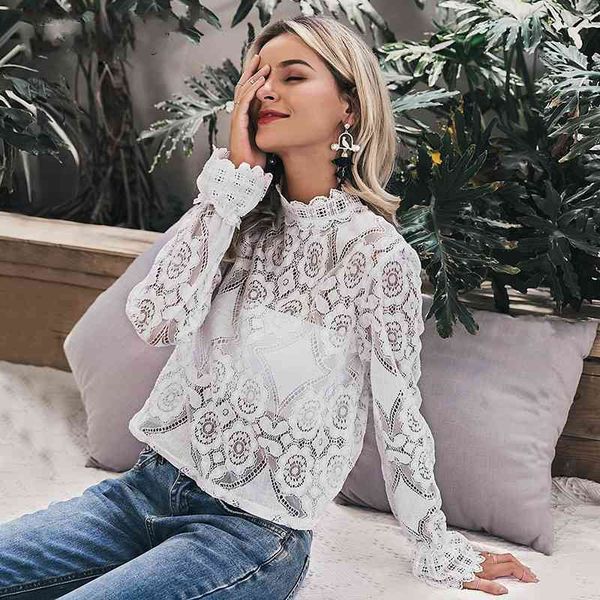 elegant white lace blouse shirt hollow out embroidery feminine women long lantern sleeve summer female 210603
elegant white lace blouse shirt hollow out embroidery feminine women long lantern sleeve summer female 210603