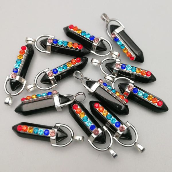 pendants fashion 7 chakra stone point pendant charms black pendulum healing crystals 12pc/lot
pendants fashion 7 chakra stone point pendant charms black pendulum healing crystals 12pc/lot