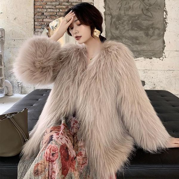 women's fur & faux autumn and winter imitation raccoon dog woven coat middle long fashion women, Black
women's fur & faux autumn and winter imitation raccoon dog woven coat middle long fashion women, Black