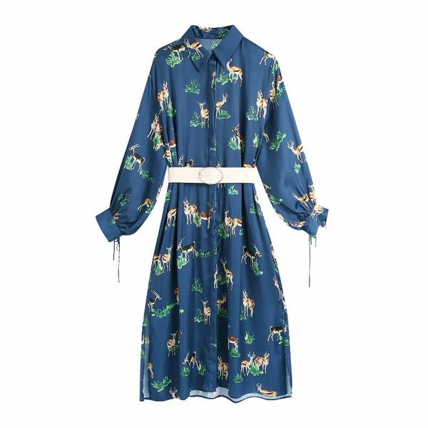 women satin printed dress with belt long sleeves midi vintage elegant lady chic woman dresses casual, Black;gray
women satin printed dress with belt long sleeves midi vintage elegant lady chic woman dresses casual, Black;gray