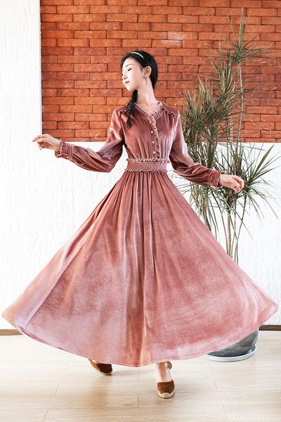 casual dresses 2021 boshow autumn vintage velvet one-piece long maxi full lantern sleeve dress v-neck big hem s-xl pink, Black;gray
casual dresses 2021 boshow autumn vintage velvet one-piece long maxi full lantern sleeve dress v-neck big hem s-xl pink, Black;gray