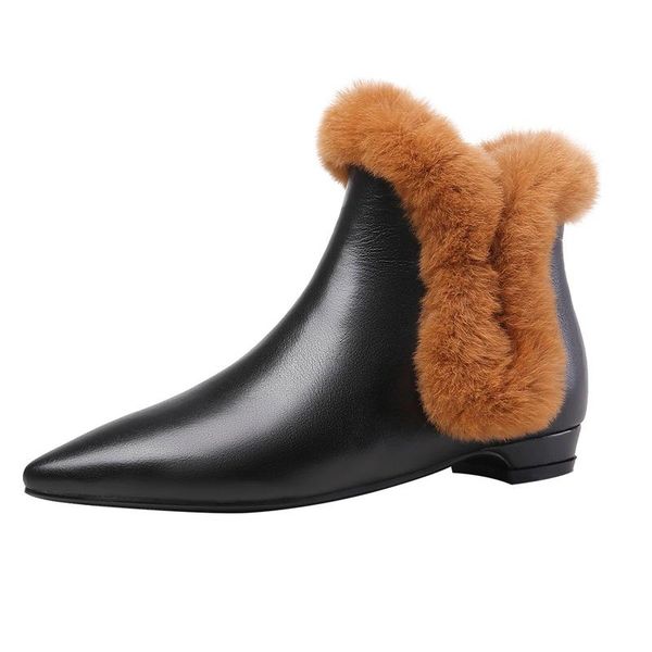 boots autumn winter fashion concise women ankle genuine leather real fur shoes woman low heel pointes toe short 34-39, Black
boots autumn winter fashion concise women ankle genuine leather real fur shoes woman low heel pointes toe short 34-39, Black