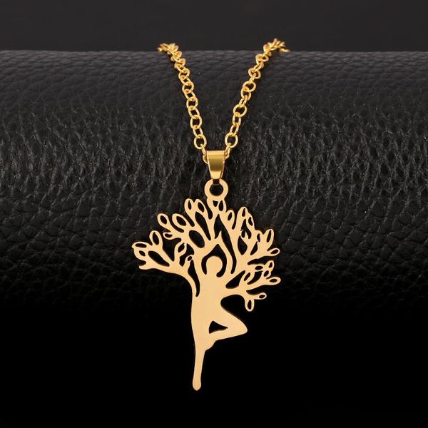 fashon yoga body pendant necklace stainless steel tree of life choker chain necklaces for women jewelry, Silver
fashon yoga body pendant necklace stainless steel tree of life choker chain necklaces for women jewelry, Silver