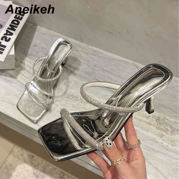 fashion square toe woman slippers concise narrow band bling diamond bordered mid high heels ladies outside sandals 210507, Black
fashion square toe woman slippers concise narrow band bling diamond bordered mid high heels ladies outside sandals 210507, Black