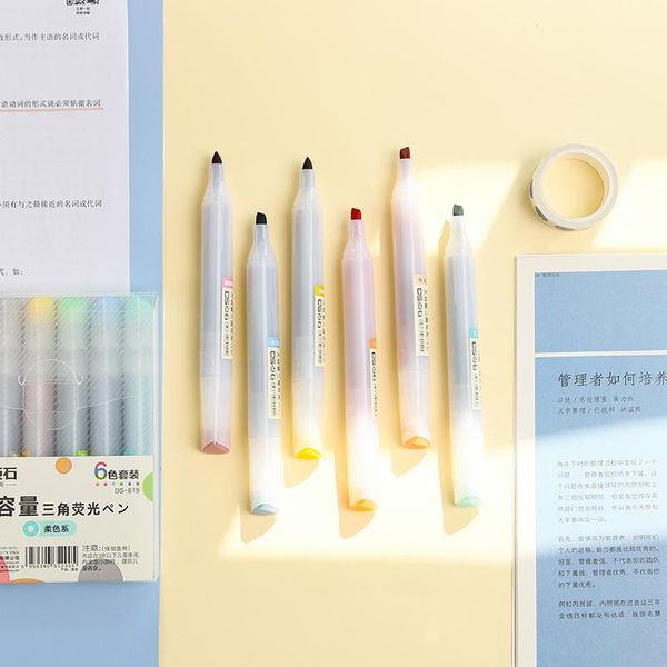 6pcs/box jumbo triangle highlighter pen set retro morandi mild fluorescent marker liner art stationery office supplies f6237 highlighters, Black;red
6pcs/box jumbo triangle highlighter pen set retro morandi mild fluorescent marker liner art stationery office supplies f6237 highlighters, Black;red