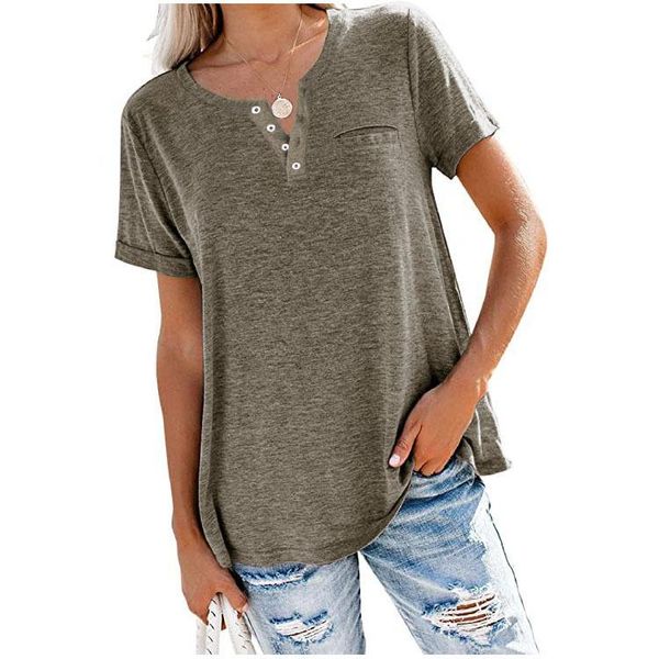women's t-shirt t-shirts with short sleeve 2021 summer loose v-neck short-sleeved pocket casual all-match women, White
women's t-shirt t-shirts with short sleeve 2021 summer loose v-neck short-sleeved pocket casual all-match women, White