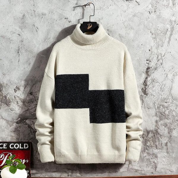 men's sweaters 2021 autumn and winter turtleneck loose bottoming sweater youth color matching casual, White;black
men's sweaters 2021 autumn and winter turtleneck loose bottoming sweater youth color matching casual, White;black