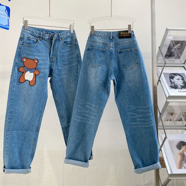 new fashion brand straight high waist jeans in the early autumn 21 cute teddy three-dimensional embroidery bear thin casual pants women, Blue
new fashion brand straight high waist jeans in the early autumn 21 cute teddy three-dimensional embroidery bear thin casual pants women, Blue