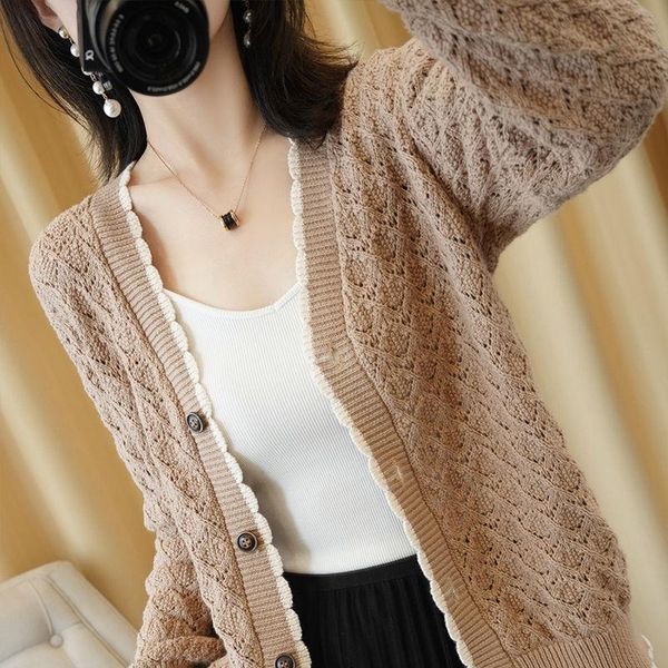 women's knits & tees 2021 spring and autumn cardigan coat long sleeve sweater loose with hollow out jacket short, White
women's knits & tees 2021 spring and autumn cardigan coat long sleeve sweater loose with hollow out jacket short, White