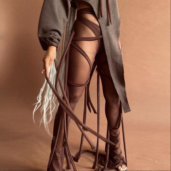 high waist mesh see womens capri through bandage solid autumn winter fashion outfits trousers, Black;white
high waist mesh see womens capri through bandage solid autumn winter fashion outfits trousers, Black;white