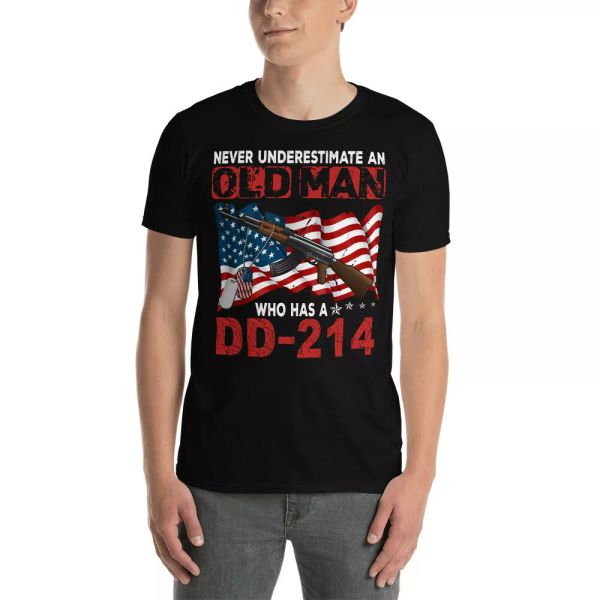 never underestimate an old man who has a dd214 american flag veteran pride shirt, White;black
never underestimate an old man who has a dd214 american flag veteran pride shirt, White;black