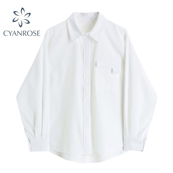 blouses or for woman korean solid color simple office lady loose long sleeve turn down collar spring female shirt 210430, White
blouses or for woman korean solid color simple office lady loose long sleeve turn down collar spring female shirt 210430, White