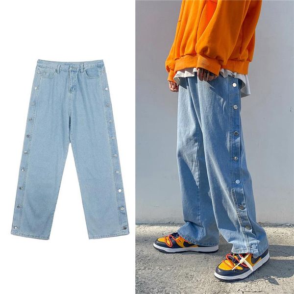 men's jeans autumn side buttons men loose classic trousers denim straight casual streetwear large size -2xl college students, Blue
men's jeans autumn side buttons men loose classic trousers denim straight casual streetwear large size -2xl college students, Blue