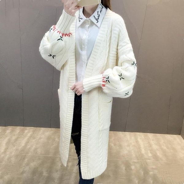 women's sweaters sweater coat winter casual loose embroidery knit cardigan long fashion shirt 2021, White;black
women's sweaters sweater coat winter casual loose embroidery knit cardigan long fashion shirt 2021, White;black