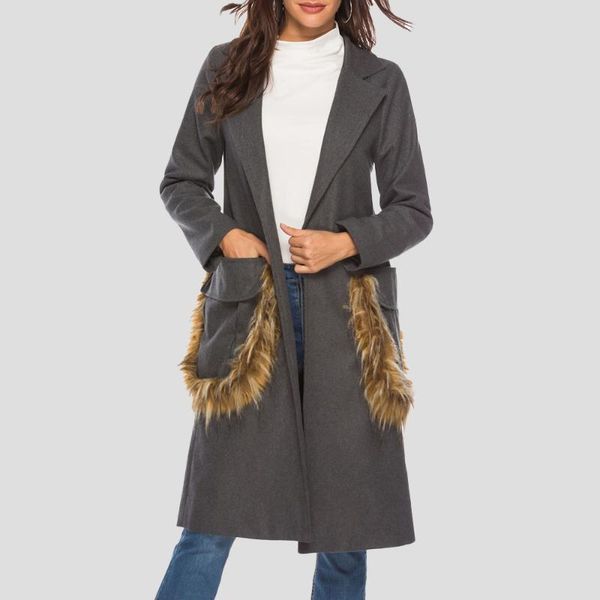 women's wool & blends lady solid long coat fashion women plush pocket sleeve elegant office work jacket female casual basic 2021, Black
women's wool & blends lady solid long coat fashion women plush pocket sleeve elegant office work jacket female casual basic 2021, Black