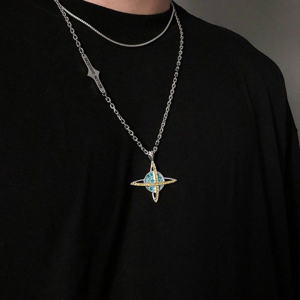 pendant necklaces kpop punk style planet universe necklace fashion design inlaid rhinestone trend men and women all-match jewelry gift, Silver
pendant necklaces kpop punk style planet universe necklace fashion design inlaid rhinestone trend men and women all-match jewelry gift, Silver