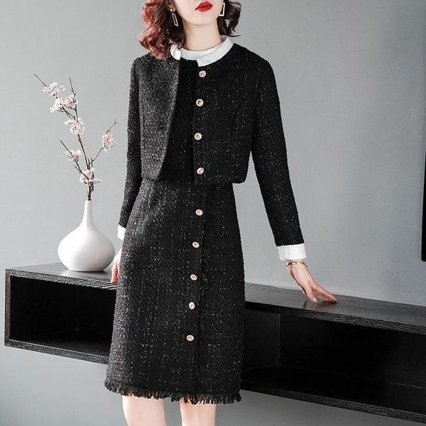 work dresses tweed dress suits women 2021 winter wool blazer jacket elegant single breasted coat midi 2 piece set office lady outfits, White;black
work dresses tweed dress suits women 2021 winter wool blazer jacket elegant single breasted coat midi 2 piece set office lady outfits, White;black
