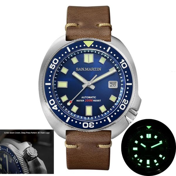 wristwatches san martin retro tuna 6105 diver men watches ceramic bezel 20bar sapphire luminous stainless steel automatic mechanical watch, Slivery;brown
wristwatches san martin retro tuna 6105 diver men watches ceramic bezel 20bar sapphire luminous stainless steel automatic mechanical watch, Slivery;brown